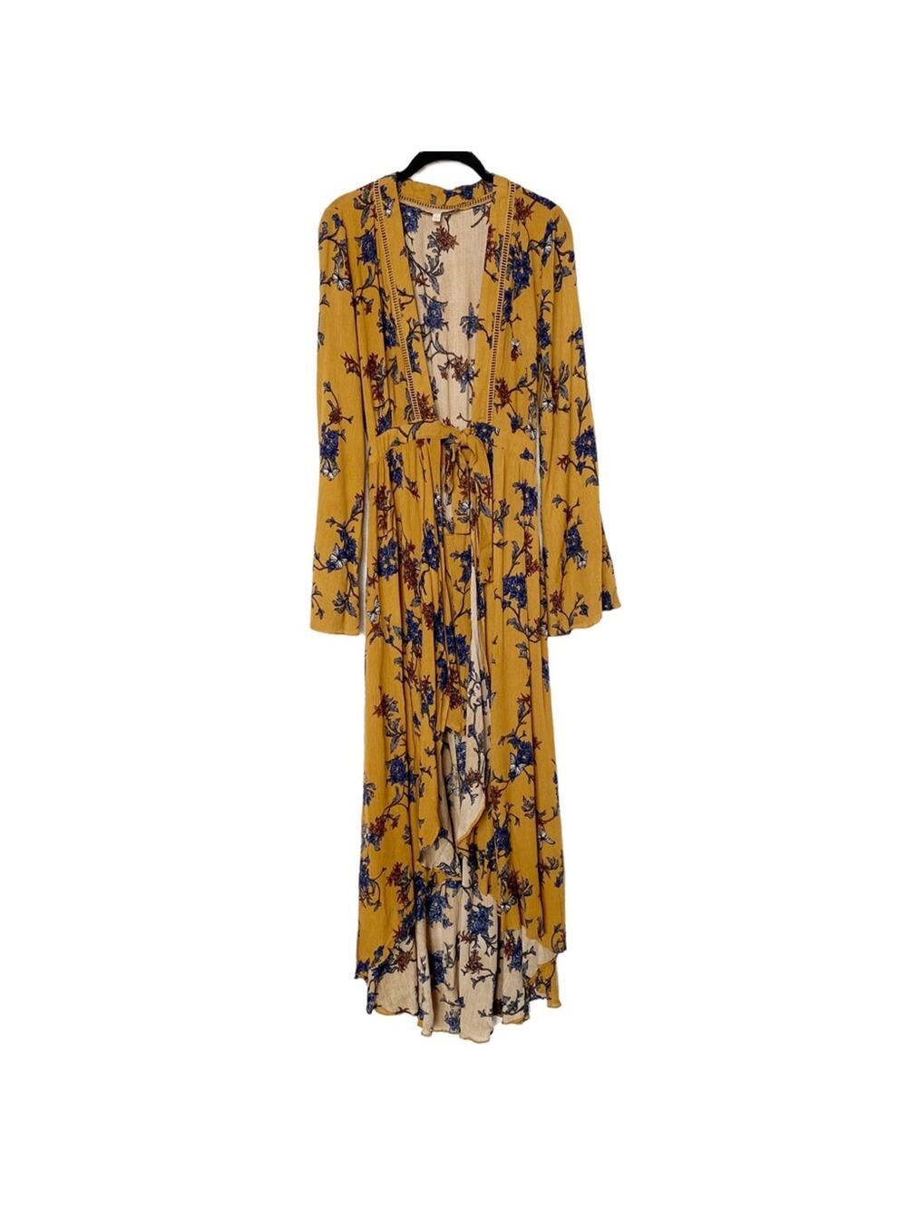 Dance & Marvel Butterfly Floral Boho Wrap Kimono Romper Size Small